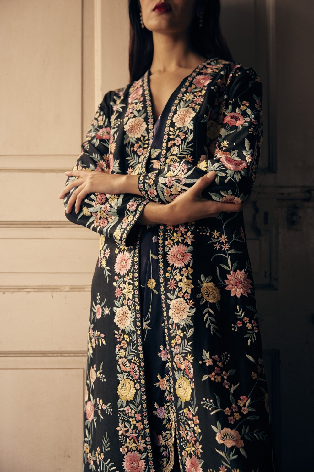 Button Rose long Jacket