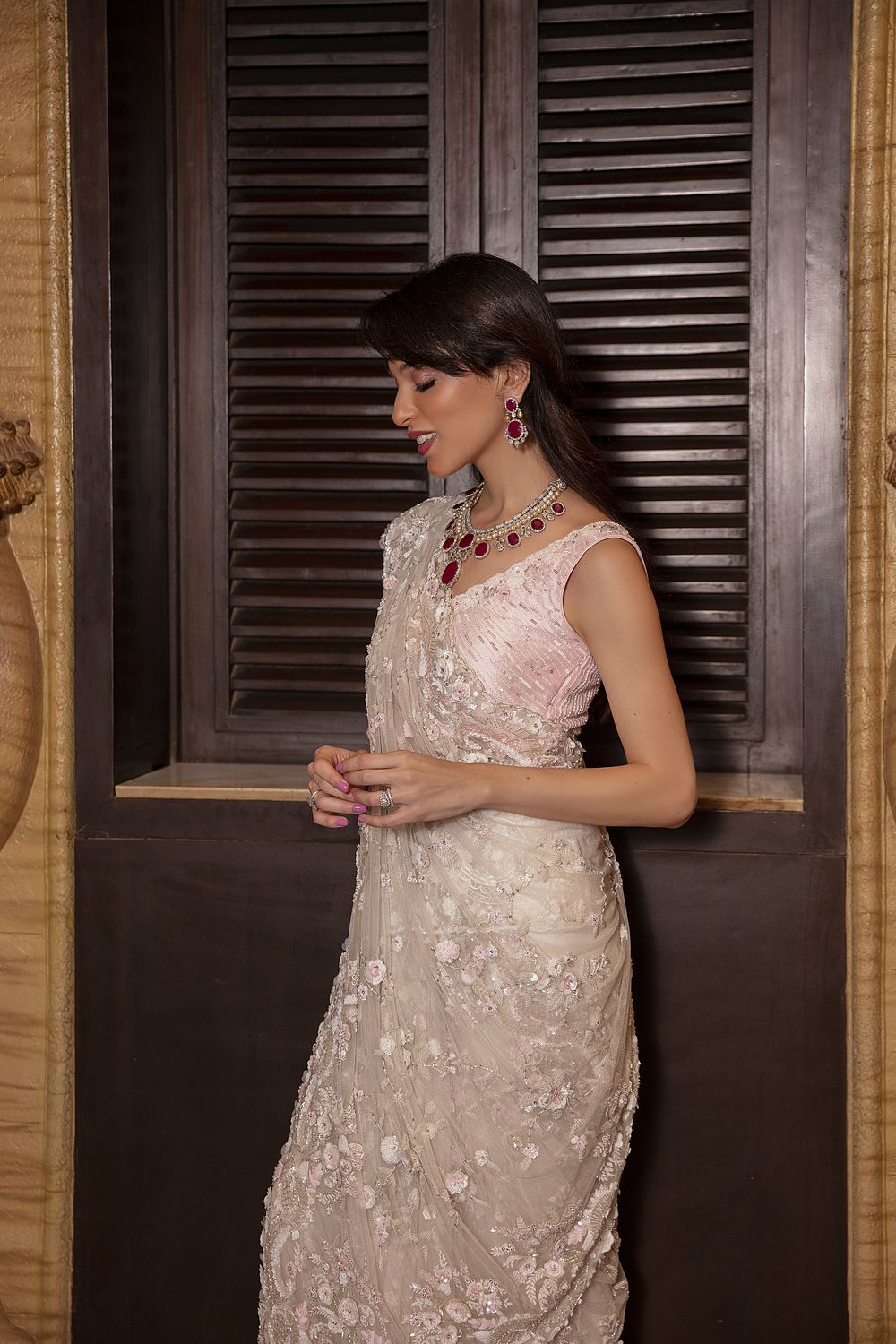 Blush Material Saree & Blouse